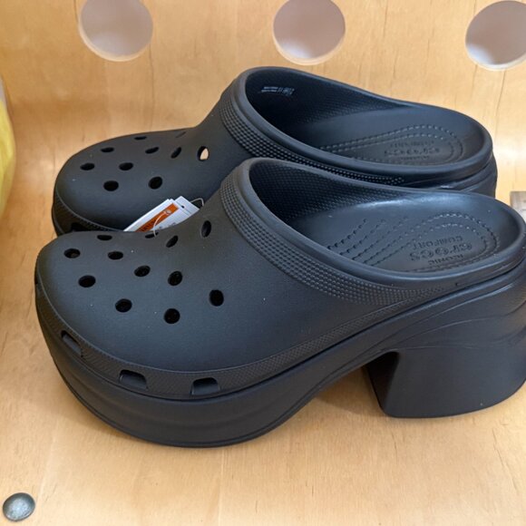 NWT CROCS Black Siren Clog Shoes High Platform Women's Size 10 New - Picture 9 of 16
